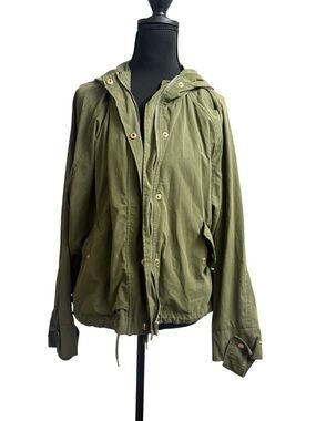 Forever 21 Olive Green Hooded Utility Jacket Size Medium